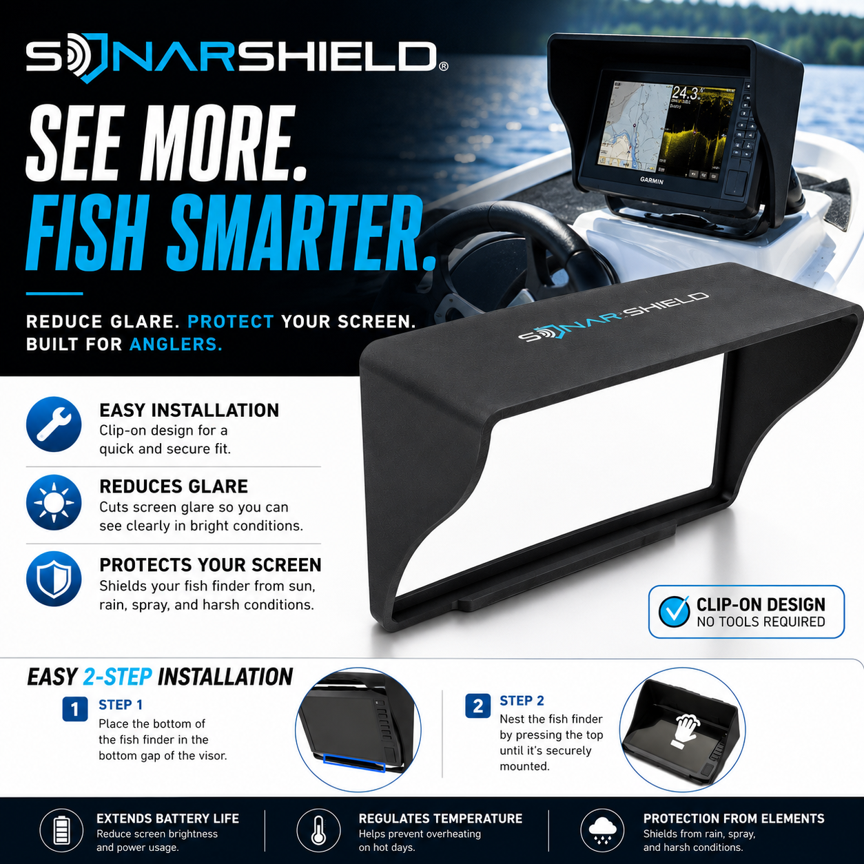 Garmin ECHOMAP Ultra 102sv / 106sv Visier – Apex Angeln Sonnenschutz
